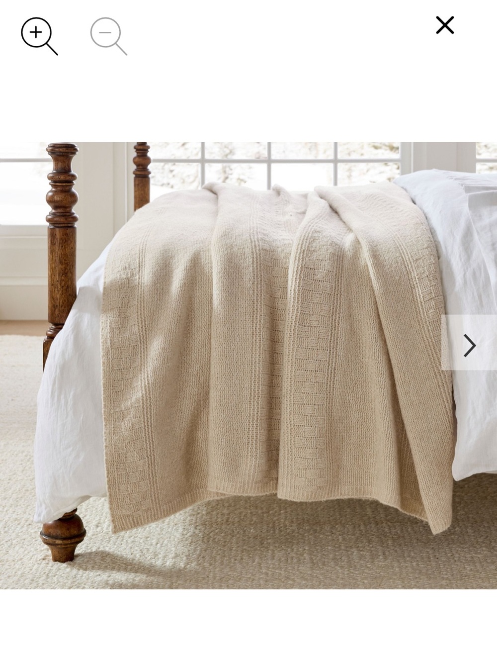 Pottery Barn Arden Solid Blanket - 88”x96” - Oatmeal